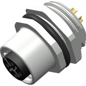 M12 Female M16 Solder Type, Front 4 Pin Connector