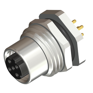 M12 D-Coded Female 4 Pin Rear PCB Mountable Connector