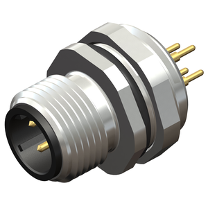 M12 D-Coded Male 4 Pin Front PCB Mountable Connector