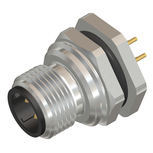 M12 D-Coded Male 4 Pin Rear PCB Mountable Connector