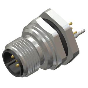 M12 Male M16 PCB Panel Mount, Rear 4 Pin Connector
