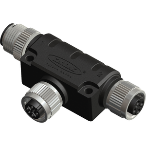 M12 Male to 2x Female 5 Pin T-splitter