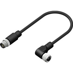 Dual M12 Female Right Angle to Male Straight 8 Pin Connector