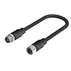 Dual M12 Female to Male Straight 4 Pin Connector with SS knurling