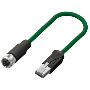 M12 D-Coded Female Straight to RJ45 4 Pin Connector