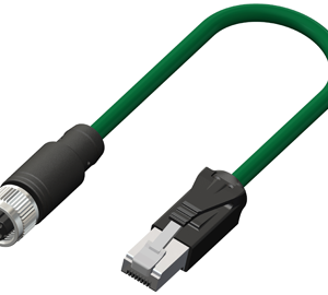 M12 D-Coded Female Straight to RJ45 4 Pin Connector