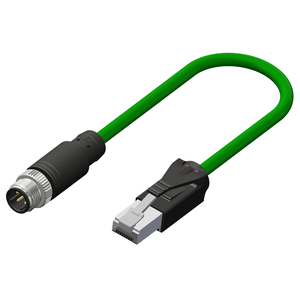 M12 D-Coded Male Straight to RJ45 4 Pin Connector