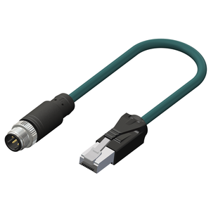 M12 D-Coded Male Straight to RJ45 4 Pin Connector