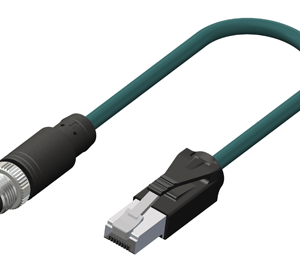 M12 D-Coded Male Straight to RJ45 4 Pin Connector
