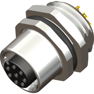 M12 Female M16 Solder Type, Front 8 Pin Connector