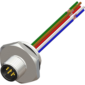 M12 Male M20 Panel Mount, Front 8 Pin Connector