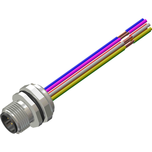 M12 Male PG9 Panel Mount, Front 8 Pin Connector